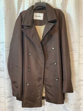 Nanushka Men's XL Brown Eco Nylon Pea Coat Jacket